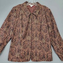 Christopher Banks Women Jacket Size XL Brown Paisley Cottage Retro Long Sleeves - £11.32 GBP