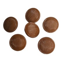 Lot 6 Medium Buttons VTG Brown Textured Wood Grain Size 22mm Shank - £6.10 GBP