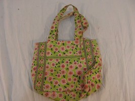 Adult Women&#39;s Maggi B Green Pink Floral Pattern Shoulder Bag Purse 32839 - £16.74 GBP