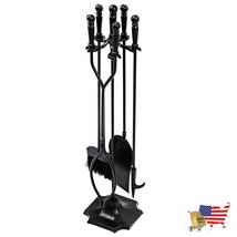 Fireplace Tool Set 31&quot; 5 Pcs Hearth Fireplace Fire Tools Set Black Steel  - $106.89