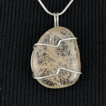 RUTILATED QUARTZ sterling silver pendant necklace 16&quot; - venus hair rutile oval - £63.88 GBP