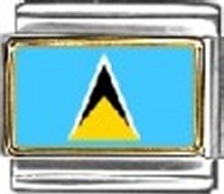 Saint Lucia Photo Flag Italian Charm Bracelet Jewelry Link - £6.95 GBP