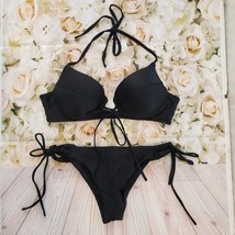 Black Bikini Top 34C &amp; Swim Bottom Small S Itsy Swim Suit - £22.83 GBP