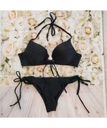 Black Bikini Top 34C &amp; Swim Bottom Small S Itsy Swim Suit - £22.90 GBP