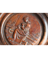 Antique Hand Carved Wood Plate &quot;The Prayer of the Peasant&quot; signed G.Georget - £58.33 GBP