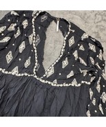 Free People Black Embroidered Long Sleeve Tunic Top Bohemian Womens L - $41.01 CAD