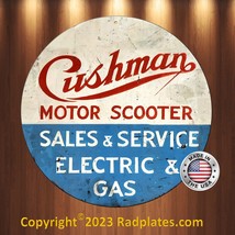 Cushman Motor Scooter Sales and Service Vintage Replica Aluminum Metal S... - £13.99 GBP