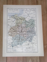 1887 Antique Original Map Of Department Of ILLE-ET-VILAINE Rennes / France - £21.14 GBP