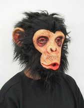 Monkey Halloween Mask Ape Gorilla realistic with hair Adult - £18.07 GBP
