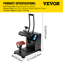 VEVOR Heat Press, Curved Element Hat Press Clamshell Design Heat Press f... - $1,979.32 MXN