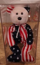 Ty Beanie Baby &quot;Spangle (Pink Face)&quot; Patriotic Usa Teddy Bear With Tags Retired - £37.96 GBP