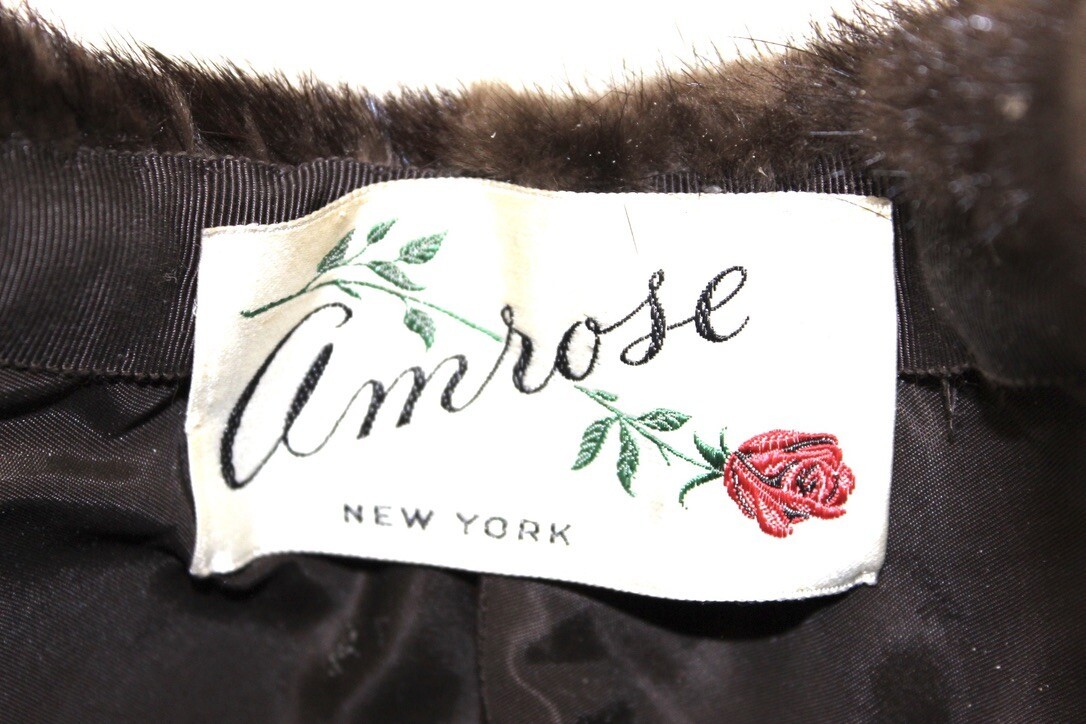 VTG Mink Fur Hat Dark Brown Amrose New York 21 3/4" Cool Shape Near Mint 1960s Item image 12
