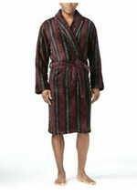Charter Club Plush Burgundy Striped Long Cozy Plush Wrap Robe One Size - £23.58 GBP