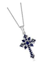 1.42 ct. t.w. Sapphire Cross Pendant Necklace in - £288.56 GBP