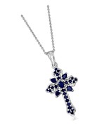 1.42 ct. t.w. Sapphire Cross Pendant Necklace in - £284.10 GBP