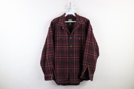 Vtg Cabelas Mens Large Faded Heavyweight Flannel Collared Button Shirt Cotton - £34.81 GBP