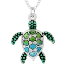 Crystal Multi Color Sea Turtle Pendant Necklace White Gold - £11.13 GBP