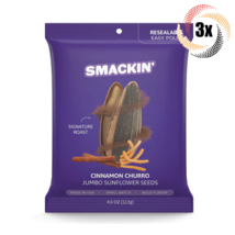 3x Bag Smackin&#39; Cinnamon Churro Flavor Jumbo Sunflower Seeds | 4oz | Sma... - £15.32 GBP