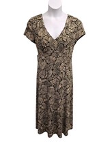 Perceptions Womens Size XL Leaf Print Dress Jersey Knit V Neck Pullover  - $15.83