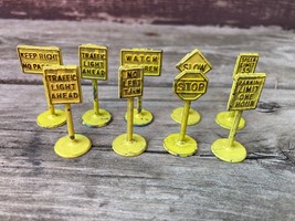 Vtg Lot 9 Tootsietoy Tootsie Traffic Roadway Street Or Highway Signs Lt Yellow - £42.77 GBP