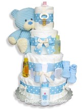 Corduroy Blue Teddy Diaper Cake - £106.23 GBP