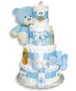 Corduroy Blue Teddy Diaper Cake - £107.57 GBP