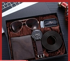 Men Gift Watch Business Luxury Company Mens Set 6 in 1 Watch Glasses Pen... - £48.06 GBP