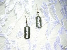 Razor Blade Small Charms American Pewter Dangling Earrings Gothic Jewelry - £5.22 GBP