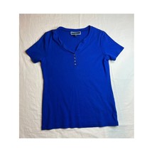 Karen Scott T-Shirt Womens Medium Blue Short Sleeve Cottagecore Pullover... - £2.76 GBP