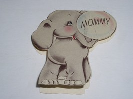 Elephant Greeting Card Vintage 1940&#39;s Small Shaped Gift Card Mommy Scrapbooking - $14.99