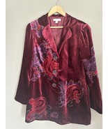 Coldwater Creek Women’s Burgundy Floral Velvet Blazer Size 10 - $659.33 MXN