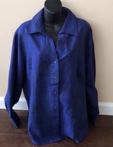 Urban Cotton Company Paisely Long Sleeve Blue Shirt Plus Sz M (2X) - £13.50 GBP