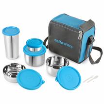 CELLO Steelox Stainless Steel Lunch Box Combo 5-Unit, Blue, (Capacities ... - $42.02