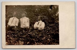 RPPC Three Men in The Bushes Real Photo c1915 Postcard F29 - £11.95 GBP