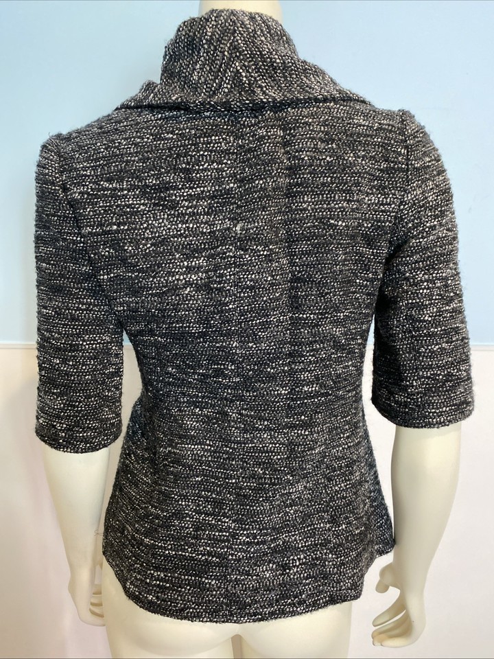 Ann Taylor Black and White Tweed Collared 3/4 Sleeve Swing Jacket Size 2 Item image 3
