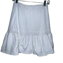 Lilly Pulitzer Jan White Eyelet Peplum Mini Skirt Sz 2 Cotton Beach Cott... - $26.60