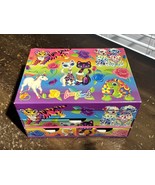 Vtg 90s Lisa Frank Storage Box Chest Handles Pets Cat Dog Unicorn - $29.40