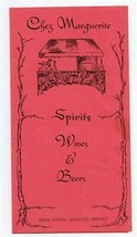 Chez Marguerite Spirits Wine &amp; Beers Menu Taylor St San Francisco Califo... - £13.95 GBP