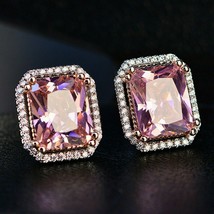 2Ct Cushion Lab-Created Sapphire &amp; Diamond Halo Stud Earrings White Gold Plated - £96.82 GBP