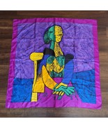 Picasso Sitting Woman Cubist Cubism Square Scarf Purple Multicolor 34×35 - $39.59