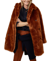 CLOSED Womens Faux Fur Coat Mortimer Oversize Fit 25% COTTON Brown Size S C97503 - £814.28 GBP