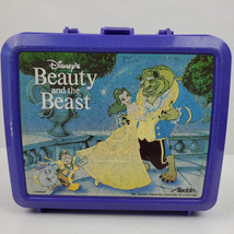 Vintage 1990s Aladdin Beauty &amp; The Beast Kids Lunchbox Lunch Box NO THERMOS - $20.57