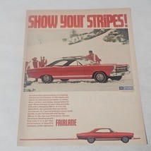 Ford Fairlane Show Your Stripes Print Ad Red Body Black Top Ski Scene Snow - $7.98