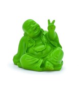 Peace Sign 41508 Happy Hotai Sitting Buddha Mini Figurine 3.3&quot; H Green R... - $23.76