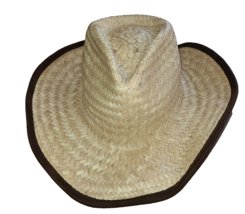 Summer Straw Cowboy Hat Unisex Beige With Flex Band 7 X 7.5 Inch Opening - $35.75