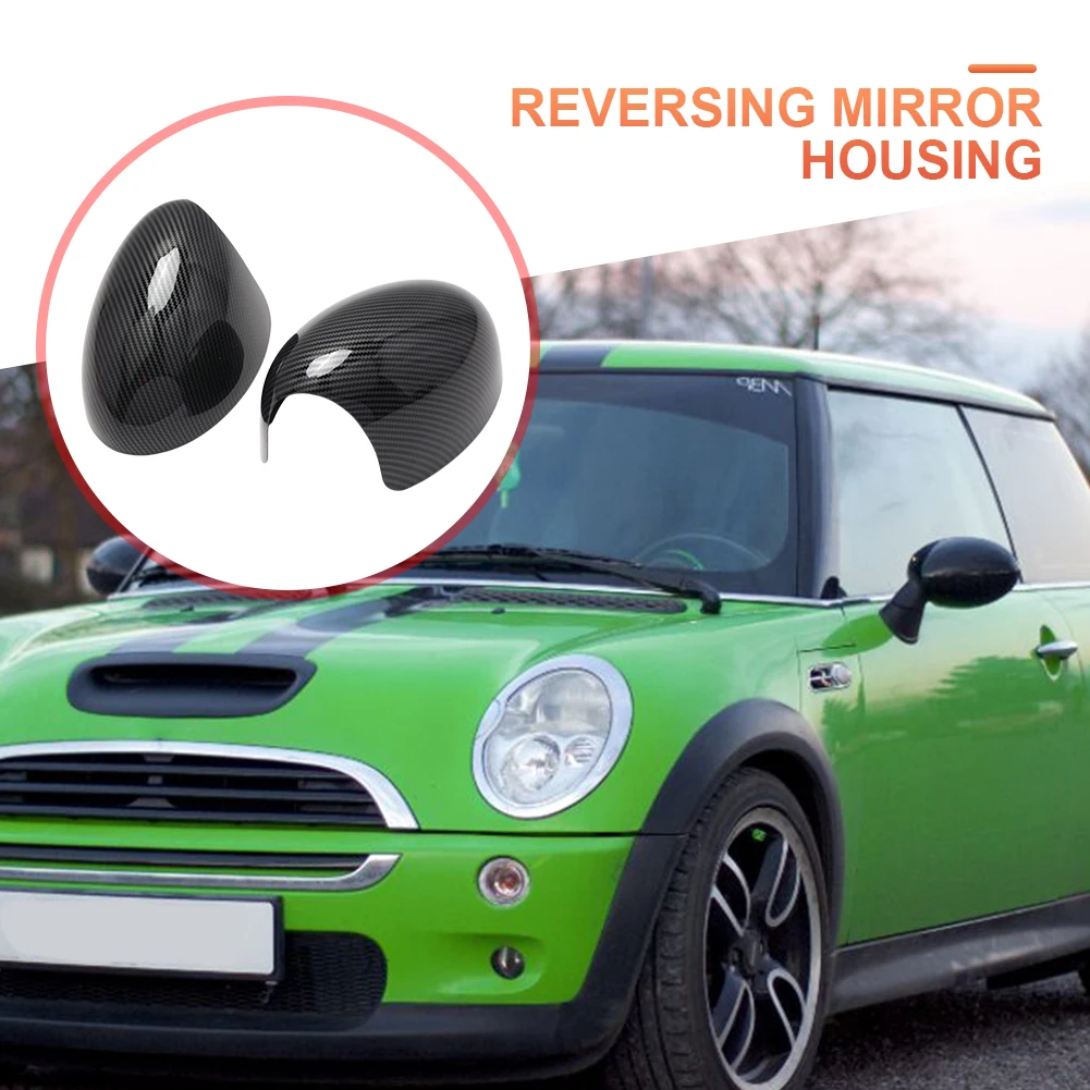 Carbon fiber rearview mirror cover replacement side mirror caps for mini cooper r50 r53 thumb200