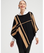 Chicos Reversible Knit Triangle Poncho Black Brown Tunic Sweater Top, Si... - $1,301.33 MXN