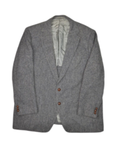 Vintage Wool Blazer Mens 46 Grey Tweed Herringbone Sport Jacket Stanley ... - £29.82 GBP