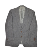 Vintage Wool Blazer Mens 46 Grey Tweed Herringbone Sport Jacket Stanley ... - $38.55