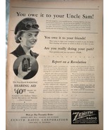 You Owe It To Your Uncle Sam Zenith Radio WWII Advertising Print Ad Art ... - $17.82 CAD